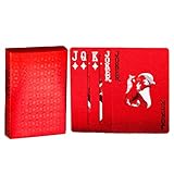 Red Poker Cards – wasserdichte rote -Spielkarten, beliebtes chinesisches Kartenspiel | Rotes Poker mit Drachenrücken für Poolspiele, Reisen, Camping, Urlaub, Spaß