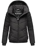 MARIKOO Damen Winterjacke (XS-XXL) - Steppjacke, Kapuze mit Reißverschluss abnehmbar, geringes Eigengewicht, Warme Jacke Frauen - N002 (S, Schwarz)