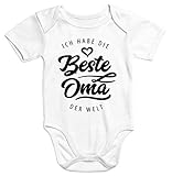MoonWorks® Kurzarm Baby Body Ich Habe die Beste Oma der Welt Spruch Geschenk Bio-Baumwolle weiß 0-3 Monate