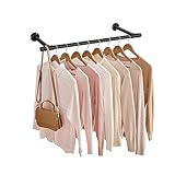 SONGMICS Kleiderstange für die Wand, Kleiderständer Wandmontage, Industrie-Design, platzsparend, 30 x 84 x 7 cm, 60 kg Belastbarkeit, einfache Montage, schwarz HSR140B01