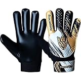 Keeperking Torwarthandschuhe Kinder Clawxen, Jungen und Mädchen, Junior Fußballhandschuhe Fußball Spielerhandschuhe für Jungen tormannhandschuhe (7,C3-Golden)