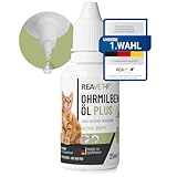 ReaVET Ohrmilbenöl Plus 25ml sofort wirksames Mittel für Katzen – gegen Ohrmilben mit Kamille für Katze, Sanfte Pflege bei Juckreiz im Ohr, Ohrentropfen Milben, Ohrenreiniger