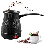500ML 600W Elektrische Türkische Kaffeekanne, Elektrische Kaffeekanne, Türkische Kaffeemaschine, Mokka Maschine mit Griff, Mokkakanne für Zuhause, Büro, Mocca, Tee, Camping und Reisen, Schwarz