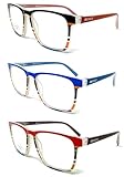 Lesebrille für Damen Herren, Venice MILLER, Vintage und Moderne, Dioptrien: 1 bis 3,5 (Pack 3, 1.50)