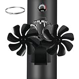 HAWCAFU Kaminventilator Magnetisch 3-in-1, Ofenventilator Kamin Ventilator Ohne Strom, Kaminlüfter mit Thermometer für Holz/Brennholz/Feuerstelle/Ofenrohr, Stove Fan for Fireplace, mit Ersatzteil Ring