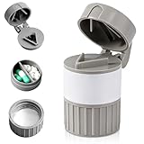 4 in 1 Tablettenmörser mit Tablettenteiler, Multifunktionaler Tablettenteiler für Alle Tabletten, Tragbarer Pill Cutter und Tablettenzerkleinerer mit Aufbewahrungsfach für Senioren, Kinder