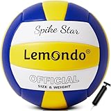 Lemondo Volleyball PU Leder Weich Soft Touch Wasserfest Beachvolleyball mit Pumpe Indoor Outdoor Wasserball Ball für Spiel Pool Strand Bälle Sommergeschenk(mit Pumpe)