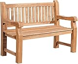 CLP Wetterfeste Gartenbank Jackson V2 aus massivem Teakholz | Holzbank mit ergonomischer Sitzfläche | In verschiedenen Größen erhältlich, Farbe:Teak, Größe:120 cm