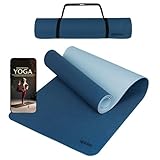ALPIDEX Yogamatte rutschfest 190 x 61 x 0.6 cm | 190 x 90 x 0.6 cm E-Book Phthalatfreie Fitness TPE Matte Gymnastik Turnen Pilates Sport Yoga Trainingsmatte, Dark Blue/Ice Blue, 190 x 90 x 0.6 cm