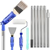 Gemsaya Farbroller Set mit Teleskopstange, Malerset mit Teleskopstange 180cm, 5 Malerrolle, Pinsel, Schaber und Farbwanne, Farbroller Wandfarbe Malerrolle für Wand Decken