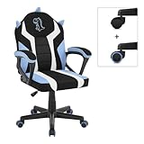WOLTU Gaming Stuhl Kinder, Kinderschreibtischstuhl Ergonomisch mit Lehne und Armlehnen, for Kinderzimmer, mit Universalräder und Beschwerte Räder, Netzstoff, Blau