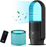 Ultty Rotorlos Ventilator mit Luftreiniger, Turmventilator Leise, Touch, Timer, HEPA Filter, 60 cm Bladeless Fan für Schlafzimmer Büro, CR021 Schwarz