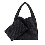 LOKAXXZU Gewebte Umhängetasche, Handtasche, große Kapazität, Tauchtuch, Einkaufstasche, künstlich, Einkaufstasche, mit Innenfutter