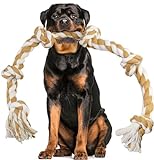 GaiusiKaisa Dog Rope Toy Extra große Hundespielzeug Seil für Aggressive Kauer - 108cm, 6 Knoten, 100% Nicht gefärbt unzerstörbar Baumwollseil für große und mittlere Rasse Hund Kauspielzeug Tug of War