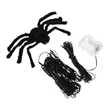 SOLUSTRE LED Spinnennetz Lampe Wasserdichtes Halloween Spinnenweb Licht mit Spinne Batteriebetrieben für Innen Außen Party Deko Gruselige Atmosphäre Beleuchtung