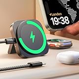 LISEN für Ladestation Apple Watch Und iPhone,Magsafe Ladegerät für iPhone 17 Air 16 Pro Max/15/14/13/12 Watch [Super Tragbar] Reisen Wireless Charger 2025 Induktive Ladestation für iPhone AirPods