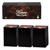 KONNI Quadratische schwarze Stumpenkerzen, 7,1 x 10,2 cm, geruchlose Stumpenkerzen, 30 Stunden lange Brenndauer, rauchfreie und tropffreie, große Kerze für Hochzeit, Heimdekoration, Partys, Spas,