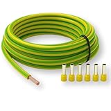 CusoTec Erdungskabel 6mm² Grün/Gelb mit 6 Aderendhülsen H07V-K Aderleitung Erdungsleitung flexibel feindrähtig (5-30m) (5 Meter)