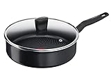 Tefal C26732 Start'Easy Schmorpfanne mit Decke 24 cm | Aluminium | Titanium-Antihaftversiegelung | Thermo-Signal-Technologie |Thermo-Fusion-Boden für alle Herdarten | Inklusive Induktion | Schwarz