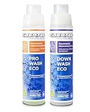 FIBERTEC Set Pro Wash Eco Ökologisches Waschmittel flüssig 250ml & Down Wash Eco Daunenwaschmittel flüssig 250ml, Biologisch abbaubar, Made in Germany