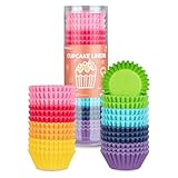 Parmedu 600 Stück Papier-Cupcake-Förmchen: 3,2 cm Mini-Muffin-Papierförmchen, Dick & Stabil, Ölbeständig – 8 Regenbogenfarben, Backpapierförmchen, Cupcake-Förmchen