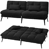 LUCKRACER Sofa 3 Sitzer Sofa Schlafsofa mit Schlaffunktion, überzug Futon Klappsofa, Bettcouch, ecksofa, Couch, 5 Verstellbare Winkel, Ideal für Wohnungen Wohnzimmer aus Stoff Schwarz