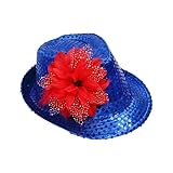 Pailletten Hut Damen Herren Glitzer Jazz Mütze mit Blumendekoration Mode Nachtclub Disco Hut Hip Hop Paillettenhut Karneval Party Kostüm Retro 70 Mottoparty Jazz Tänzer Gangsterhut