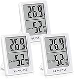 SONOMO Thermo-Hygrometer, 3er Set Hygrometer Innen Thermometer Digital Raumthermometer Luftfeuchtigkeitsmessgerät für Innenraum, Wohnzimmer, Babyraum, Büro (Weiß)