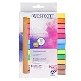 Westcott Kreide 12 Stück Bunt | 12er Pack Tafelkreide mit 1,2cm ⌀ in leuchtenden Farben | staubarm & leicht abwischbar | 8,5cm lange Kreidestifte | E-744983 00