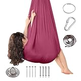 𝐘𝐨𝐠𝐚 HäN𝐠𝐞𝐦𝐚𝐭𝐭𝐞 Set Aerial Swing 200 Kg Max. Tragfähigkeit Mit Beschläge -𝐘𝐨𝐠𝐚 HäN𝐠𝐞𝐦𝐚𝐭𝐭𝐞 Set Aerial, Geeignet, um Ängste abzubauen,Glück. (280 * 150CM),C-Rot