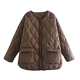 ETZRYSYB Damen Jacken Frauen Winter Warm Steppjacken Frauen Mantel Oversized Langarm Lose Baumwolle Mäntel Weibliche Outwear, braun, L