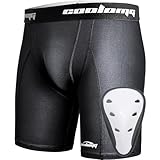 COOLOMG Tiefschutz Kinder Boxershorts Sport Funktionsunterwäsche Suspensorium mit Cup Jungen Kompressionsshorts Neu Schwarz L