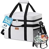Lifewit Kühltasche 30L, Faltbar Picknicktasche für Essen & Getränke, Kühlbox Tragbare Eistasche für Männer, Frauen, Isolierte Thermotasche für die Arbeit, Picknicks, Camping, Seidengrau