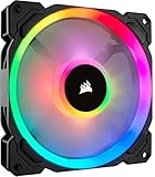 Corsair LL140 RGB LED PWM PC-Gehäuselüfter (140mm Dual Licht Loop RGB LED, Einzelverpackung) schwarz