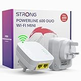 STRONG AV600 WiFi Powerline Adapter Kit, HomePlug AV2 Powerline WiFi Extender, WiFi 300Mbps, Plug & Play mit Pair-Taste, Energiesparmodus, 100Mbps LAN-Ports, ideal für TV, Laptop, Spielekonsole