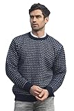 Aran Crafts Herren Norweger Pullover, Marineblau/weiß, Medium