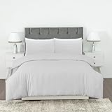 Dreamology Bettwäsche-Set für Super-King-Size-Betten (260 x 220 cm), Polycotton, strukturierter Stoff, Dobby-Streifen, Knopfverschluss, Bettbezug-Set, Bettbezug mit 2 Kissenbezügen (Silber