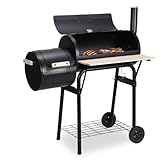 Jiubiaz BBQ Smoker, Tauch-Holzkohlegrill | Räuchern und Grillen in einem | Mit Thermometer, verstellbarem Abzug und Abluftkamin | Mit Holzablagen und Regalen
