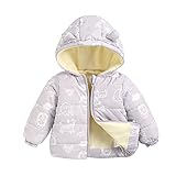 Minying Babyjacke, Herbst, Baby, Mädchen, Jungen, Mantel mit Kapuze, Kinder, bedruckt, Jacke, Reißverschluss, Kapuze, winddicht, Wintermantel, Weihnachtsgeschenk, 19 - Grau, 9-12 Monate