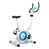 Klarfit Heimtrainer Fahrrad für Ausdauertraining, Heimtrainer mit Pulsmesser, Leiser Hometrainer, Beintrainer für Zuhause, mit Trainingscomputer, für max.100kg Körpergewicht, Weiß-Blau
