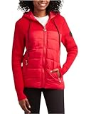 CANADA WEATHER GEAR Damen Leichte Steppjacke - Wetterbeständige Winterjacke mit Strickärmeln und Passe (S-XL), Echtes Rot, Small