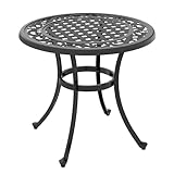 Outsunny Beistelltisch, Gartentisch, Terrassentisch mit Aluminiumrahmen, Couchtisch bis 50 kg Belastbar für Garten, Balkon, Schwarz, 60 x 60 x 53 cm