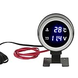 Digitale Wassertemperaturanzeige, Akozon DC 9V-36V Runden Blaue Hintergrundbeleuchtung Voltmeter Digitale Wassertemperaturanzeige Für Auto Motorrad ATV