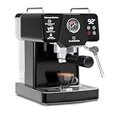 Klarstein Libeica Siebträgermaschine Mit Mahlwerk – 19 Bar, 1.350 W, Edelstahl, 1,8-l-Wassertank, Dampfdüse, Touch-Bedienfeld, Für Espresso und Kaffeepulver, Abnehmbarer Wassertank