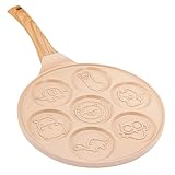 Erreke Pancake Pfanne, Geeignet für Induktion, Antihaft Bratpfanne für Pancakes, Pfannkuchenpfanne, Pfannkuchenpfanne Induktion, Crêpe Pancake-pfanne, 7 Tierpfannkuchen, Weicher Griff, Beige Farbe