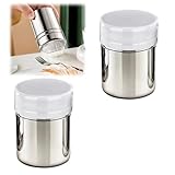 2 Stück Puderzuckerstreuer Edelstahl,Kakaostreuer Cappuccino,Staubzuckerstreuer,Staubzuckerstreuer Mühle,Kakaostreuer Puderzuckersieb, Für Schokolade,Puderzucker,Zucker,Salz,Kakao,Mehl,Kaffee (Silber)