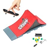 Finger Skateboard Rampen, Mini Finger Skateboards mit Rampen und Zubehör Set Fingerboards Skate-Parks Fingertraining Requisiten Track Ramps Mini Skateboards Spielzeug für Jugendliche Studenten (A)