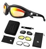 Fahrrad Brille, UV-Schutz Polarisierte Schutzbrille, Motorradbrille Sportbrille Motorrad Gläser 4 Lens Kit, Sport Sonnenbrille mit Aufbewahrungstasche, Ideal für Fahrrad, Motorrad, Outdoor Sport