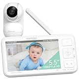 momcozy Babyphone, 5,5 Zoll 1080P Full HD Babyphone, Infrarot-Nachtsicht 5800 mAh VOX, 2-Wege-Audio, 500m Reichweite