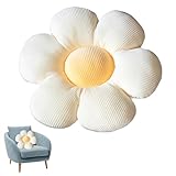 Norhogo Niedliches Blumen Bodenkissen, Blumenkissen, Kissen Tatami Blumenförmiges Plüsch-Dekor, bequemen Sitzkissen für Heimdekoration, Kinder, Mädchen, Frauen, Geschenke 40CM (Weiß & Gelb)